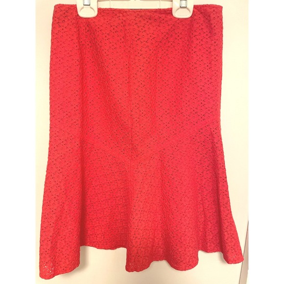 David Meister Dresses & Skirts - David Meister Skirt Y2K Coral Lace Fit & Flare Silk Lined Size Small